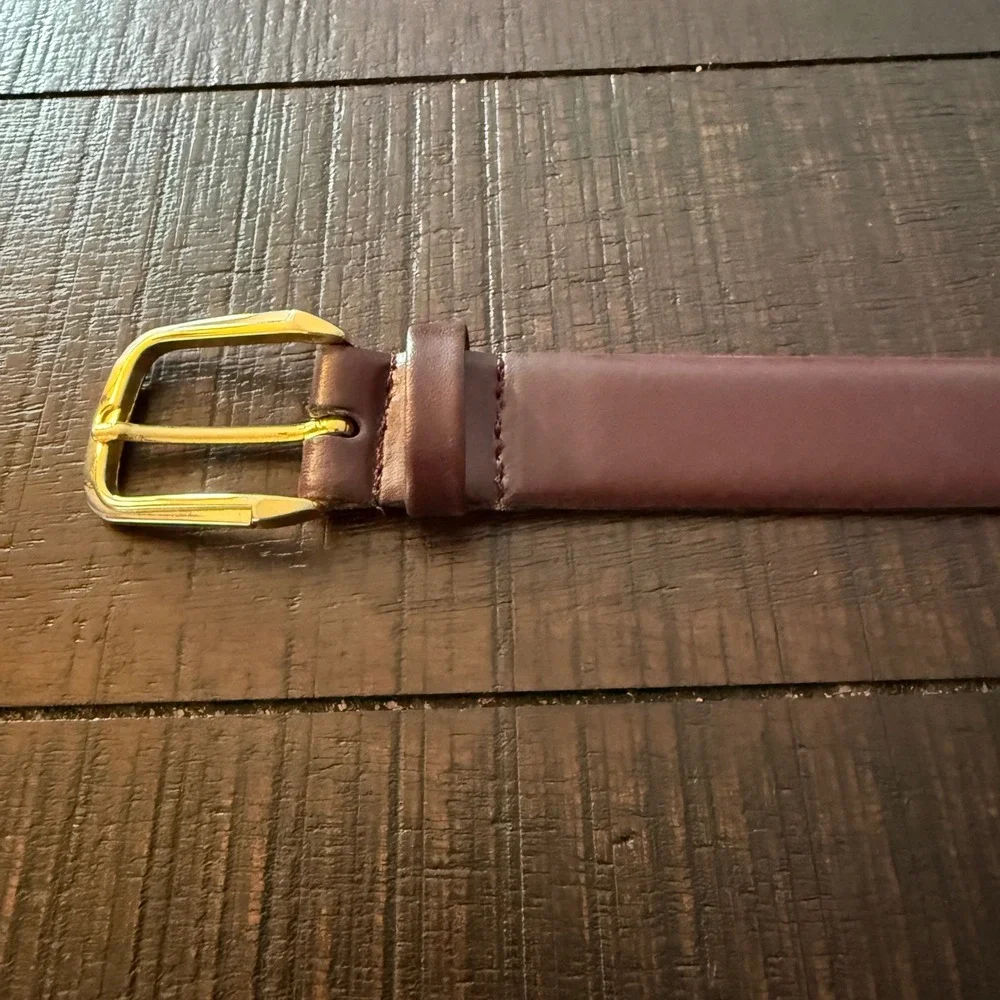 Christian Dior Belt 34 Burgundy Brown Vintage Split Leather Made in Spain 218585